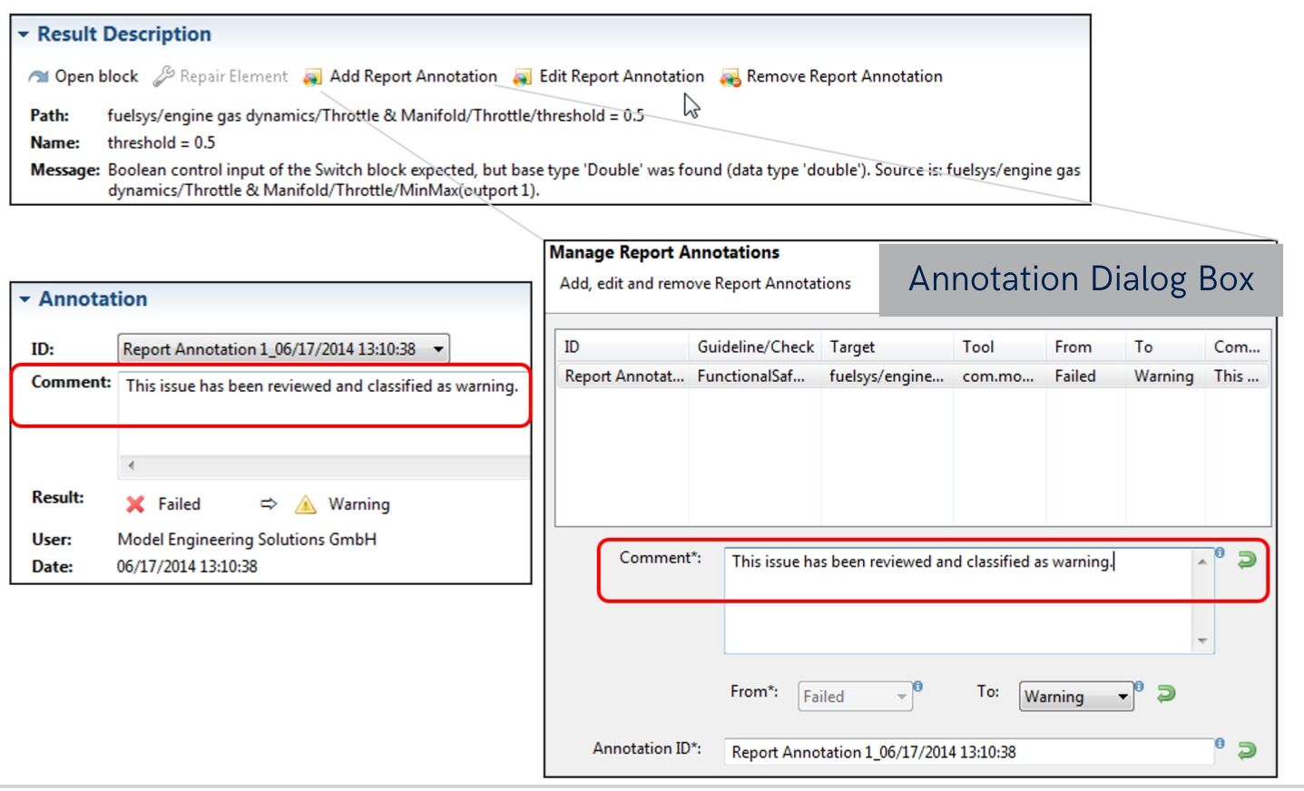 This figure describes the annotations and the review mechanism in MXAM.