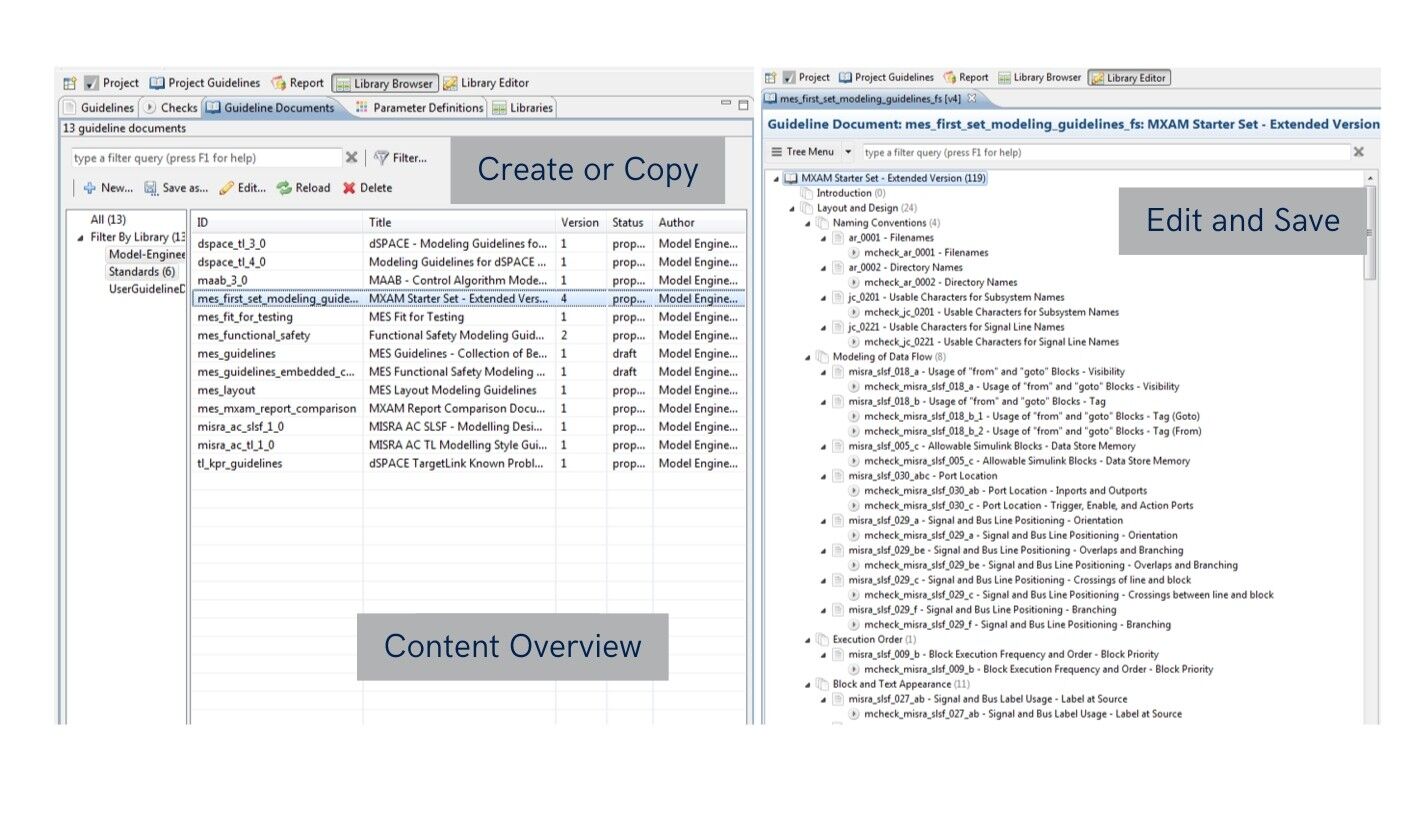 This figure describes how to edit settings for custom guideline documents.