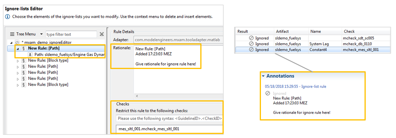 This figure describes how to set up the ignore-lists.