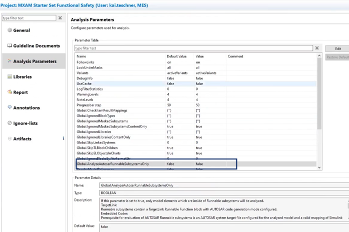 图11. MXAM v10.0新增参数："Global.AnalyzeAutosarRunnablesSubsystemsOnly"