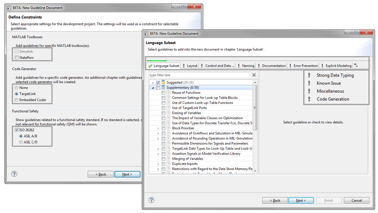 This figure describes the custom guideline document creation assistant in MXAM.