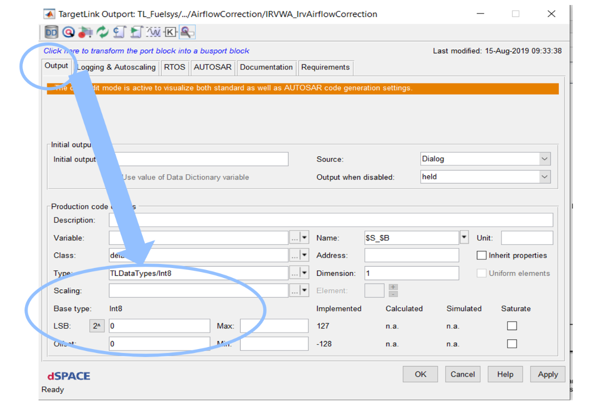 This figure describes the standard block settings.